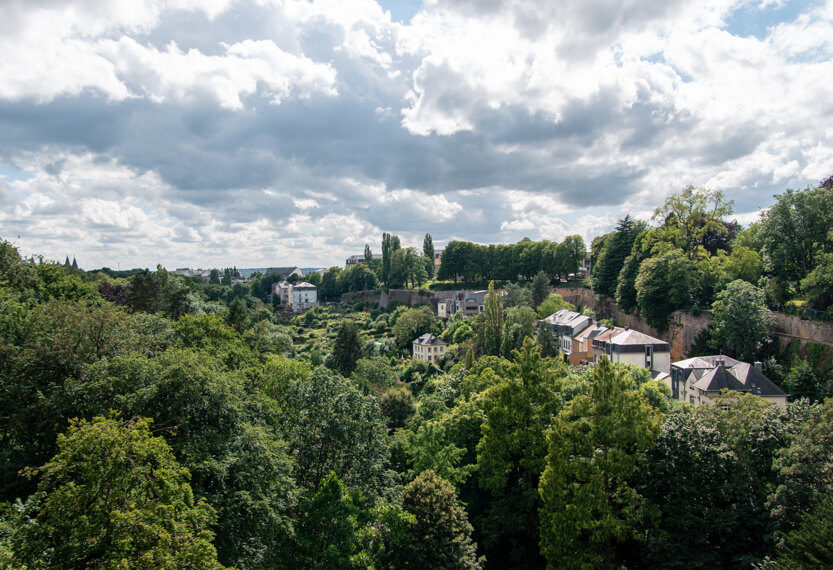 Udsigten fra Pont Adolphe over parken, Vallée de la Pétrusse